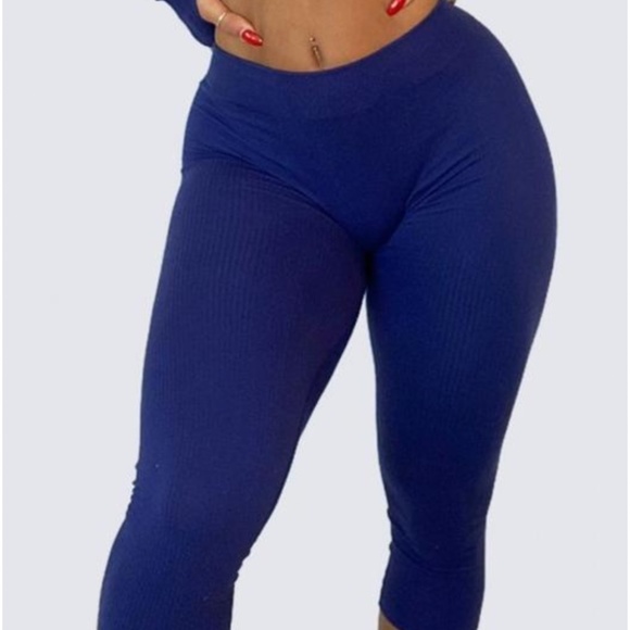 WBK Fit Leggings Classic Ribbed Leggings [Royal Blue] Size Small! - Picture 3 of 6
